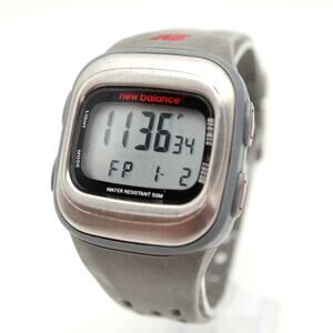 New Balance Digital Heart Rate Watch 38mm Step Alarm Chrono Gray w New Battery